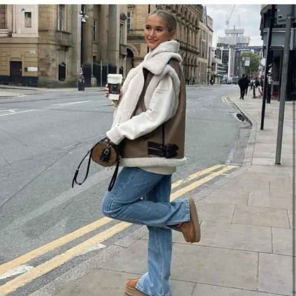 ZARA COMBINATION DOUBLE FACE FLEECE VEST - Picture 7 of 16